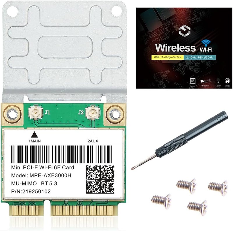 REKONG بطاقة شبكة واي فاي 6E نصف Mini PCI-E 802.11AX AC MPE-AXE3000H 2.4GHz 5GHz 6GHz 5400Mbps بطاقة لاسلكية BT5.2 MU-MIMO محول Mini PCIe واي فاي 6E OFDMA vPro لأجهزة الكمبيوتر المحمولة بنظام ويندوز 10/11 - Image 1