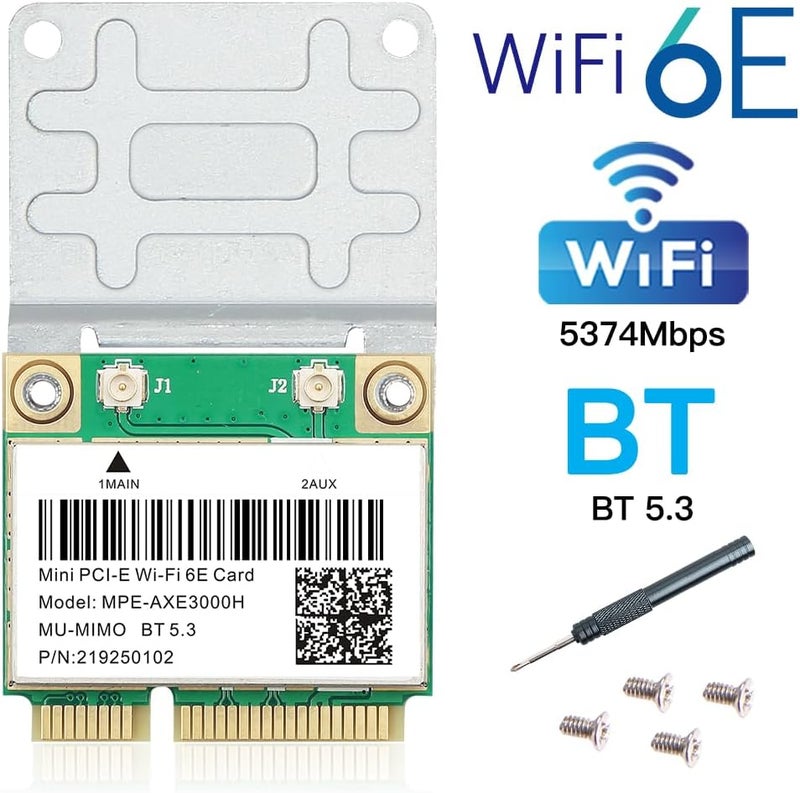 REKONG بطاقة شبكة واي فاي 6E نصف Mini PCI-E 802.11AX AC MPE-AXE3000H 2.4GHz 5GHz 6GHz 5400Mbps بطاقة لاسلكية BT5.2 MU-MIMO محول Mini PCIe واي فاي 6E OFDMA vPro لأجهزة الكمبيوتر المحمولة بنظام ويندوز 10/11 - Image 2