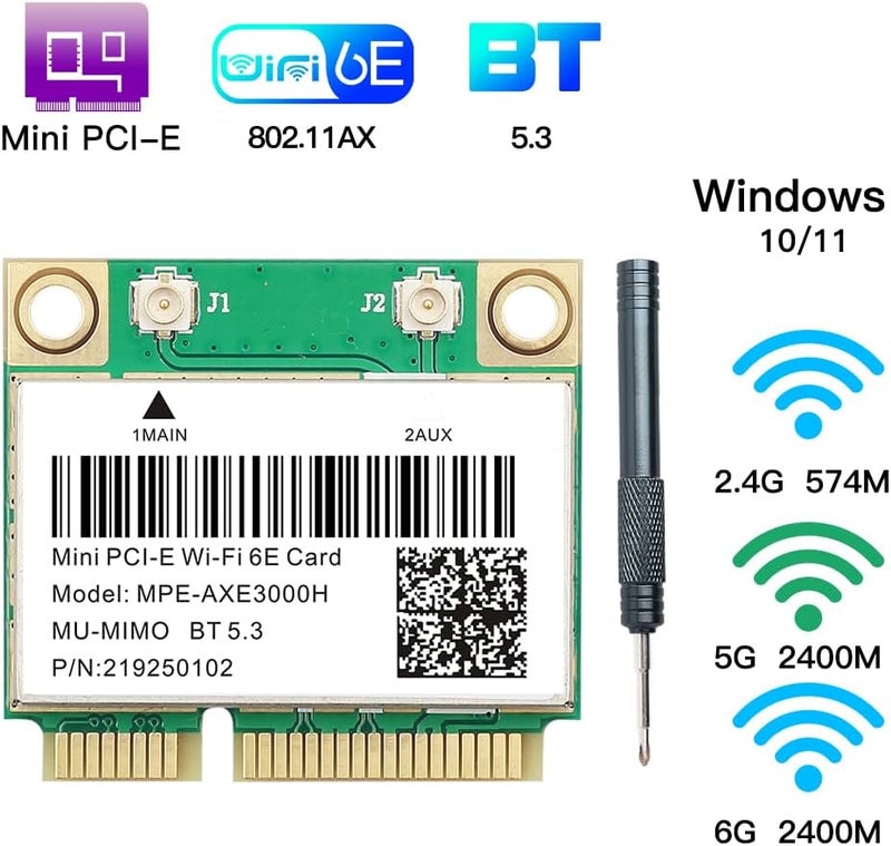 REKONG بطاقة شبكة واي فاي 6E نصف Mini PCI-E 802.11AX AC MPE-AXE3000H 2.4GHz 5GHz 6GHz 5400Mbps بطاقة لاسلكية BT5.2 MU-MIMO محول Mini PCIe واي فاي 6E OFDMA vPro لأجهزة الكمبيوتر المحمولة بنظام ويندوز 10/11 - Image 3