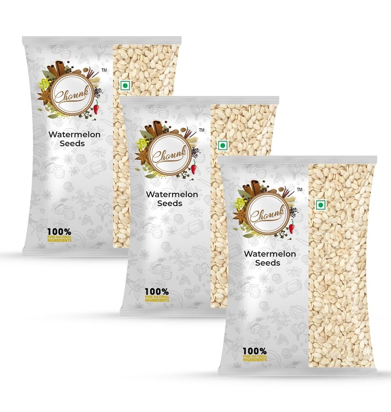 Chounk Edible Raw Water Melon Seeds - 300 Grams (100gm x Pack of 3) | Magaj Seed Pack | Tarbuj Ke Beej | Rich in Protein | Potassium | Magnesium & Iron | Watermelon Seeds for Eating | Healthy Food - Image 1
