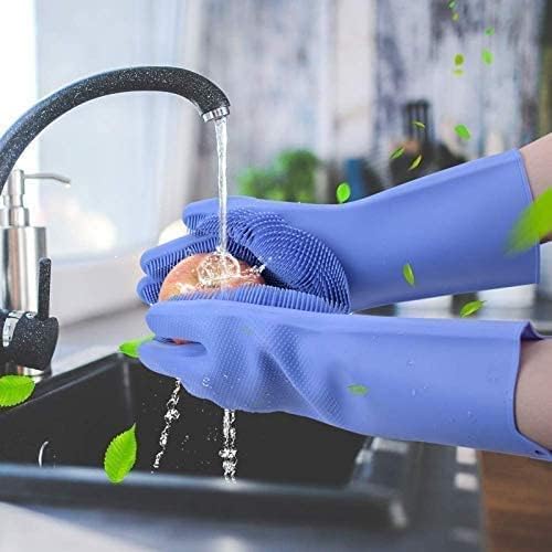 Gloves Silicone Dish Washing Silicon Cleaning Hand for Kitchen Dishwashing and Pet Grooming Great for Car Bathroom Scrubbing scrub washer wash 1 pair  - Image 2