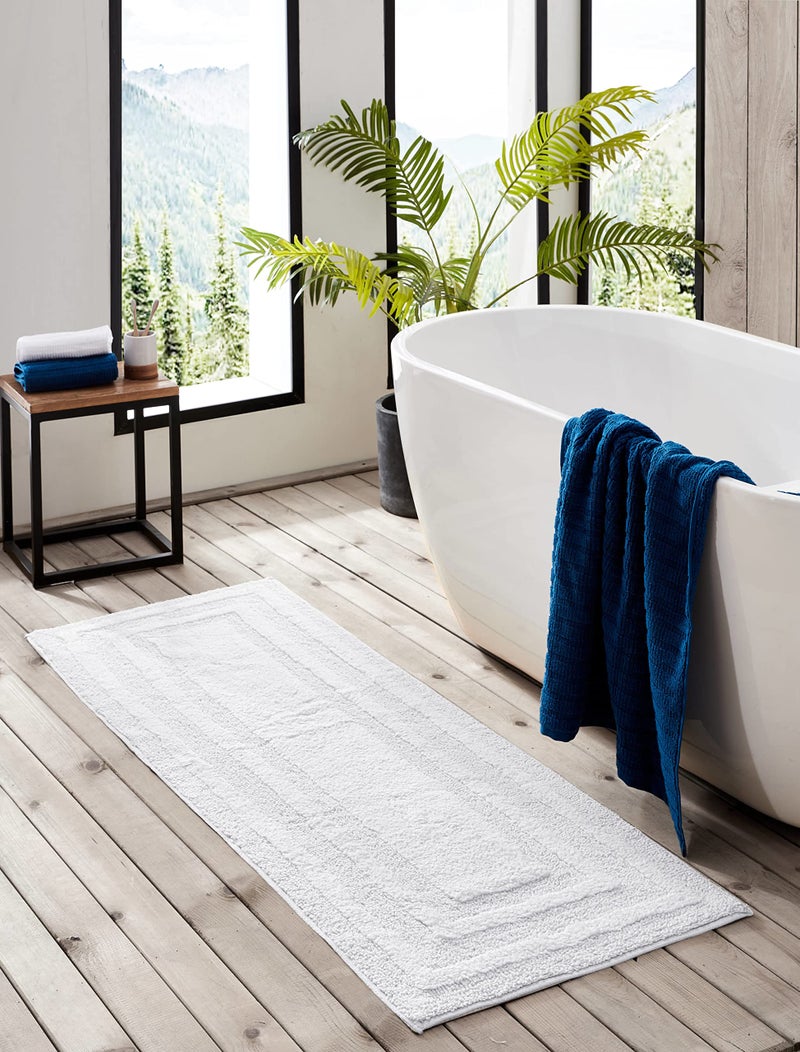 Eddie Bauer - Bathroom Rug, 100% Soft Plush Tufted Cotton Runner Rug, Highly Absorbent, Quick-Dry, and Skid-Resistant Backing (Logan White, 22" x 60") - Image 2