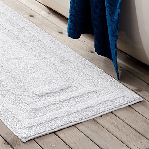 Eddie Bauer - Bathroom Rug, 100% Soft Plush Tufted Cotton Runner Rug, Highly Absorbent, Quick-Dry, and Skid-Resistant Backing (Logan White, 22" x 60") - Image 3