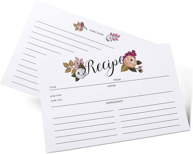 Polite Society Recipe Cards and Box Set  24 4x6 Recipe Cards  Durable Tin Box  Sky Blue Floral Print with Gold Finish  Keep Recipes Protected and Organized - Image 4