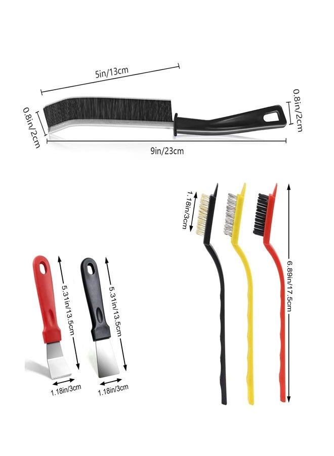 وهاواي 8PCS Crevice Cleaning Brush, Wire Brush and Scraper Set, Metal Scraper and Brass/Stainless Steel/Nylon Cleaning Brushes, Scratch Brush and Scraper for Cleaning Rust, Paint Scrubbing and Dirt, Gap Cleaning Tool - Image 2