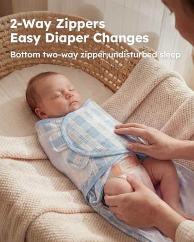 Yoofoss Baby Swaddles for Newborns 100 Organic Cotton Adjustable Swaddle 03 Months 2 Zippers Newborn Swaddle Sack Breathable Soft Durable - Image 3