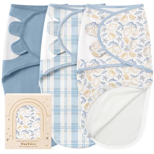 Yoofoss Baby Swaddles for Newborns 100 Organic Cotton Adjustable Swaddle 03 Months 2 Zippers Newborn Swaddle Sack Breathable Soft Durable - Image 1