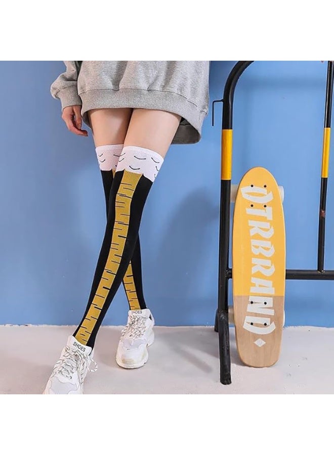Relex 3Pack Chicken Leg Socks, Chicken Feet Stockings, Cotton Knee Thigh High Socks Novelty Pattern Athletic Socks for Women Girls Striped Socks - Image 2