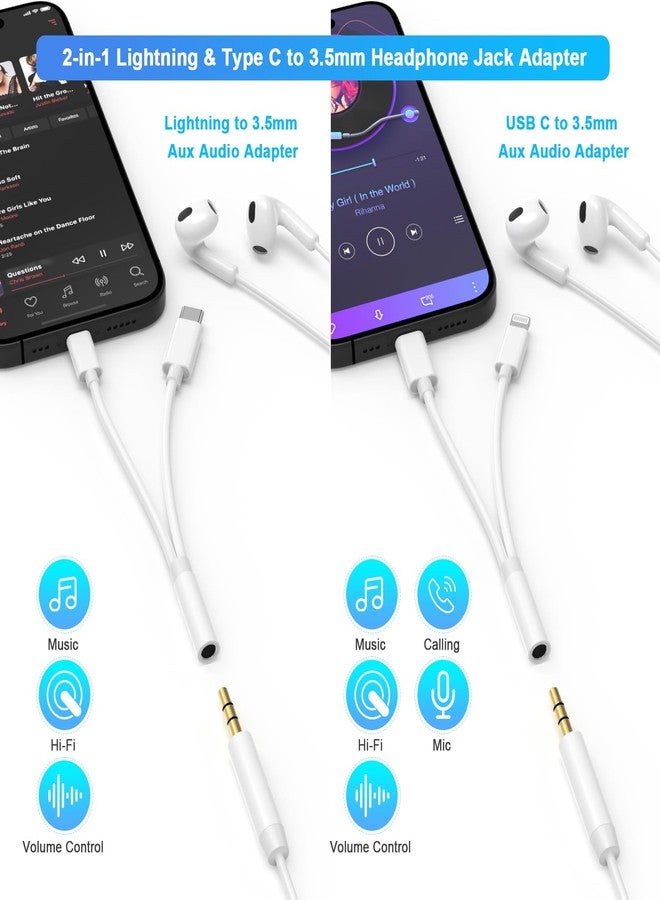 محول سماعات رأس معتمد من Apple (MFi) لأجهزة iPhone 17 و16 و15 و14، محول 2 في 1 من Lightning/USB-C إلى مقبس سماعة رأس 3.5 ملم، كابل صوت محول AUX لأجهزة iPhone 17 و16 و15 و14 و13 و12 و11 - Image 5