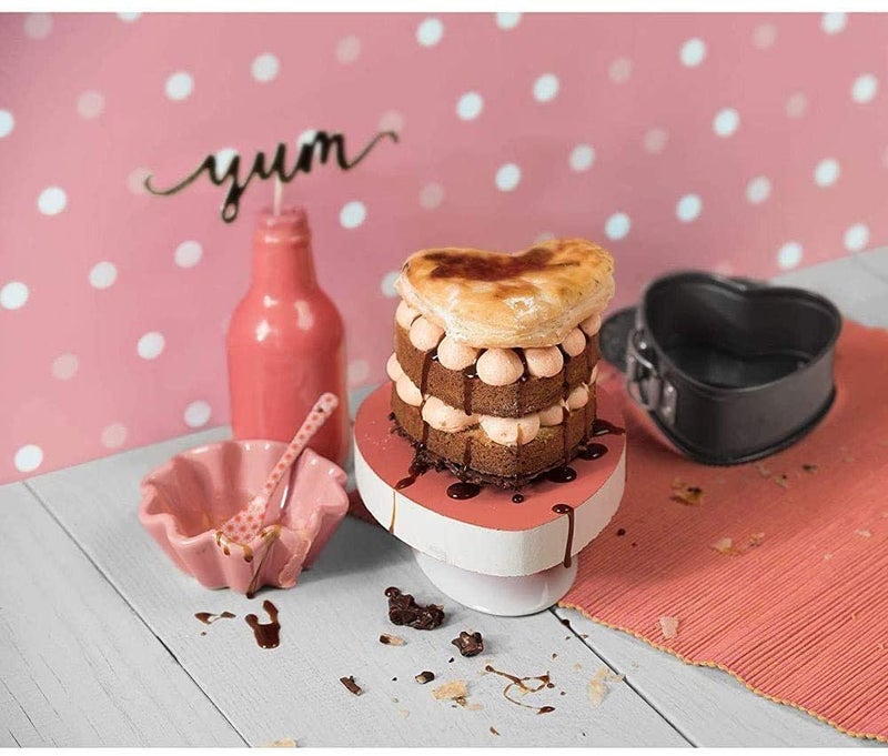 Cake Tin Set of 3 Pcs Springform Pan Bakeware Set Cake Mold Set Baking Tray Round Springform Pan Heart-Shaped Baking Pan Rectangular Cake Pan Leakproof Non-Stick Coated with Removable Bottom - Image 5