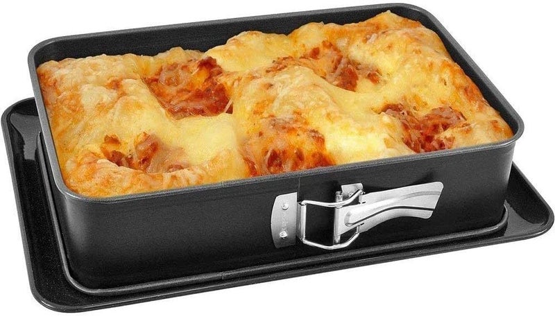 Cake Tin Set of 3 Pcs Springform Pan Bakeware Set Cake Mold Set Baking Tray Round Springform Pan Heart-Shaped Baking Pan Rectangular Cake Pan Leakproof Non-Stick Coated with Removable Bottom - Image 4