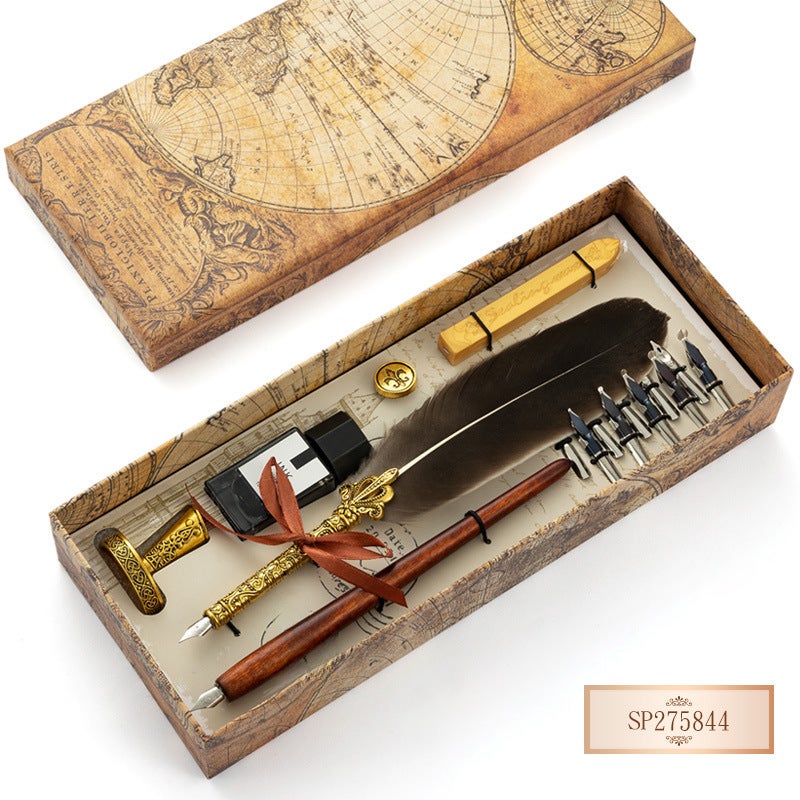Generic European Dip Feather Pen Gift Set SP275844 gray floating 