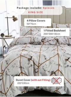 LUNA Home King size 6 piece without filler bedding set with marble design.  - Image 2
