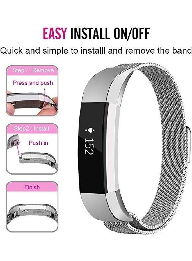 NIBEMINENT Stainless Steel Magnet Wrist Strap For Fitbit Alta Rose Gold - Image 2