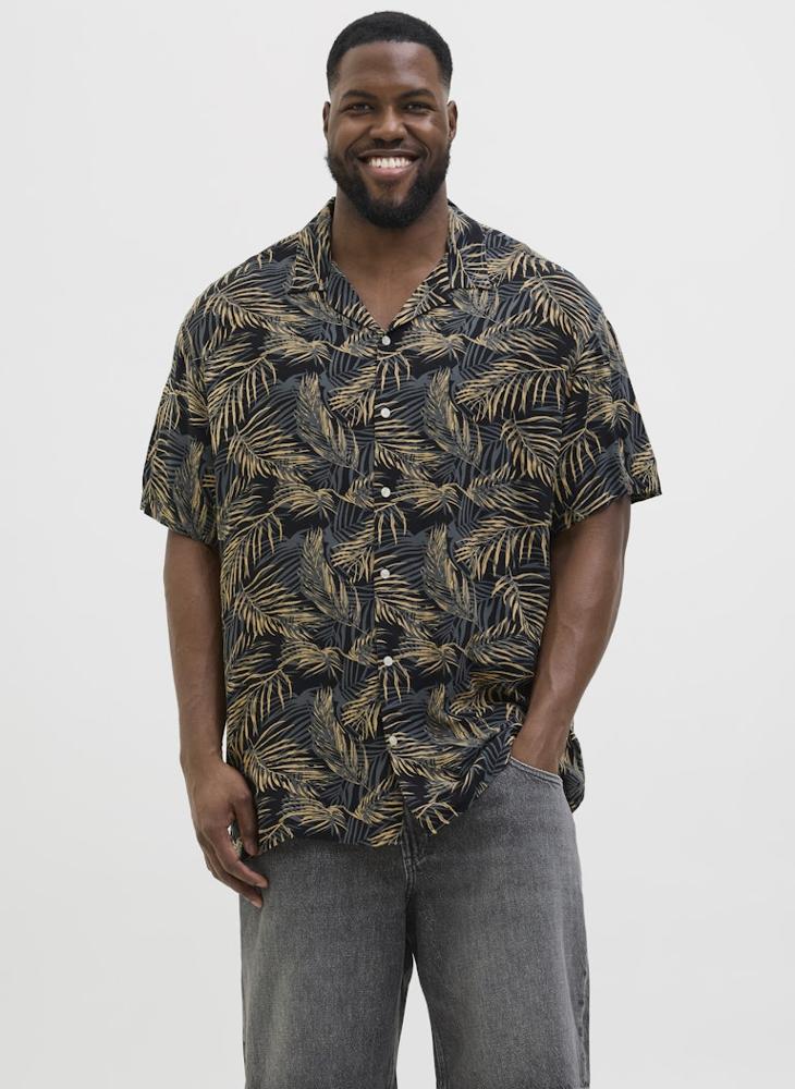 JACK & JONES Plus Size Tropical Resort Short Sleeve Relaxed Fit Shirt  - Image 1