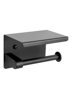 Wall Mounted Toilet Paper Holder With Anti Rust Modern Shelf Black 10.50x4.50x10.50cm