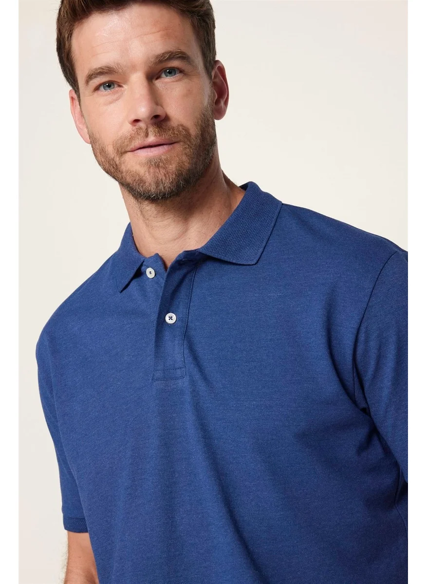 Tudors Classic Fit Polo Neck Jacquard Woven Cotton Men's T-Shirt with Pockets