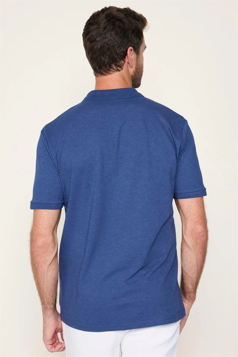 Tudors Classic Fit Polo Neck Jacquard Woven Cotton Men's T-Shirt with Pockets