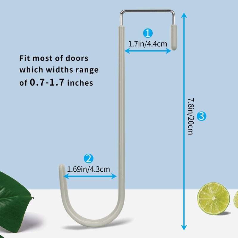 Fyy Over The Door Hooks, 4 Pack Upgraded Long Door Hangers Hooks With Rubber Prevent Scratches Heavy Duty Organizer Hooks For Hanging Clothes, Towels, Hats, Coats, Bags Grey - Image 2