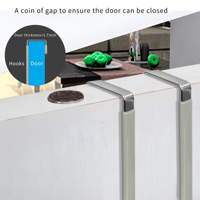 Fyy Over The Door Hooks, 4 Pack Upgraded Long Door Hangers Hooks With Rubber Prevent Scratches Heavy Duty Organizer Hooks For Hanging Clothes, Towels, Hats, Coats, Bags Grey - Image 5