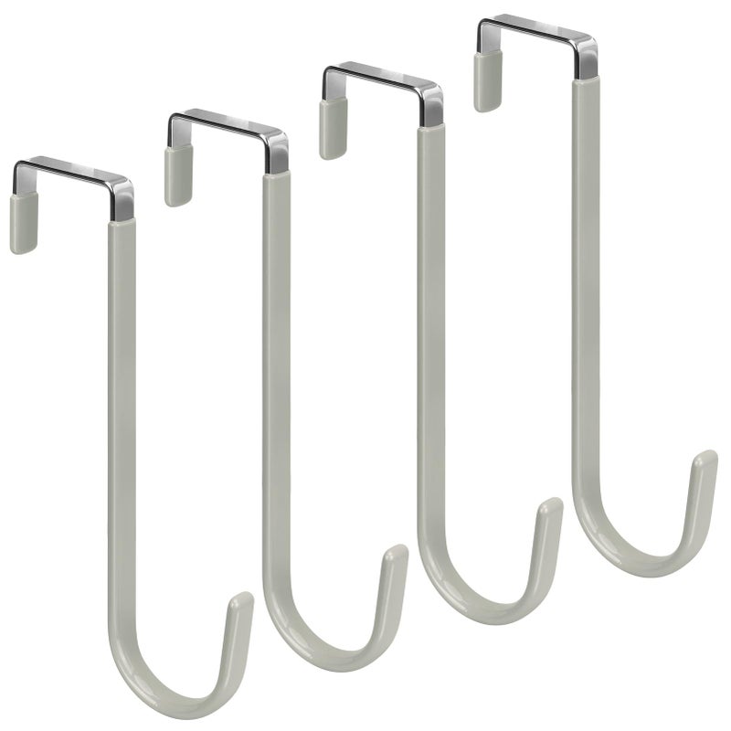 Fyy Over The Door Hooks, 4 Pack Upgraded Long Door Hangers Hooks With Rubber Prevent Scratches Heavy Duty Organizer Hooks For Hanging Clothes, Towels, Hats, Coats, Bags Grey - Image 1