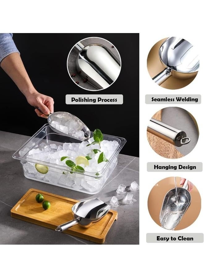 Metal Ice Scoop，Kitchen Ice Scooper for Ice Maker, Small Food Scoops for Bar Party Wedding Pet Dog Food, Stainless Steel Silver  - Image 2