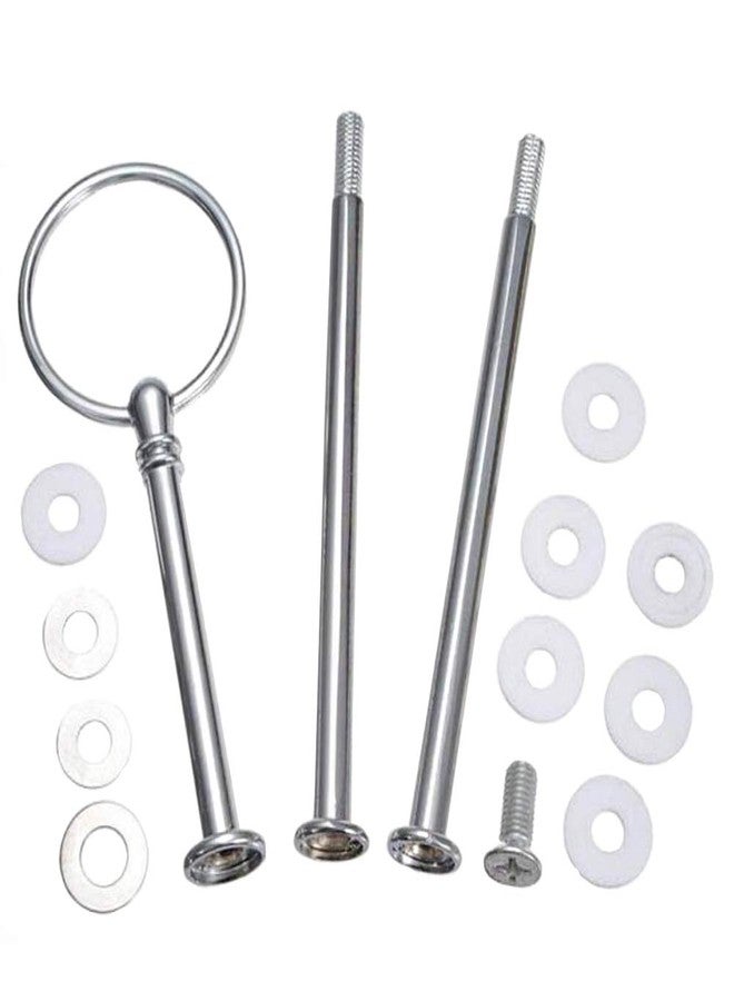 NaRaMax 1Set 3 Tier Heavy Duty Metal Cake Stand Handle Fruit Dessert Cupcake Plate Stand Centre Handle Fitttings Round Hardware Rod Holder with Stylus(Silver) - Image 1