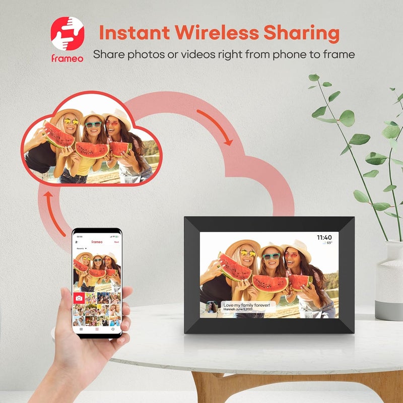 بيجاسو إطار صور رقمي WiFi من Frameo، مجموعة من 2، شاشة إلكترونية بحجم 10.1 بوصة مع شاشة لمس IPS بدقة 1280 × 800، ذاكرة 16 جيجابايت، دوران تلقائي، مشاركة الصور فورًا من أي مكان - Image 2