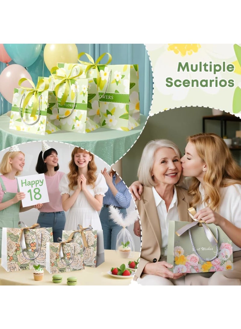 SYOSI Gift Bags, Elegant Flower Print Gift Packaging with Sturdy Handles, Ideal for Birthday Party Celebration Wedding and Friendship Presents, Reusable Paper Bags in 3 Sizes,3 Pcs - Image 5