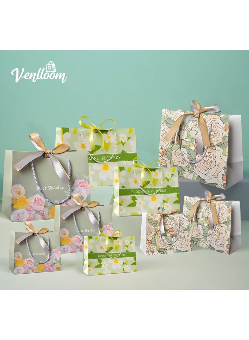 SYOSI Gift Bags, Elegant Flower Print Gift Packaging with Sturdy Handles, Ideal for Birthday Party Celebration Wedding and Friendship Presents, Reusable Paper Bags in 3 Sizes,3 Pcs - Image 4