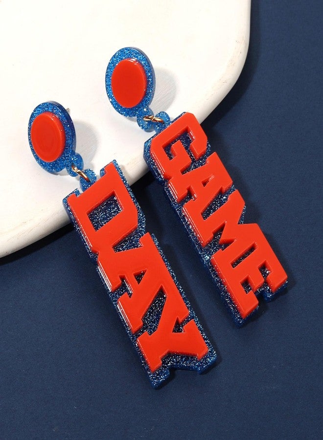 boderier 9PCS Game Day Bracelets Stackable Heishi Beaded Stretchy Bracelets LOVE GAME DAY Football Team Jewelry Sports Fan Bracelet Earrings Accessories Gifts Navy Orange - Image 4