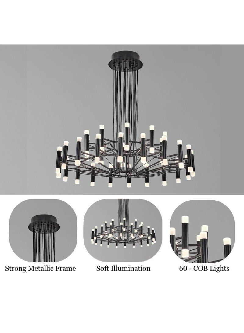 DANUBE HOME Cassino LED Chandelier - Modern Black Acrylic & Aluminium Design for Living Room, 80x50x150 cm, Stylish Lighting Fixture, 2-Year Warranty  - Image 4