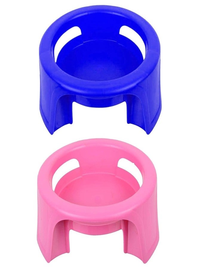MAGIC SPOON Multipurpose Unbreakable Plastic Matka Stand/Pot Stand (Blue, Pink, Pack of 2) - Image 1