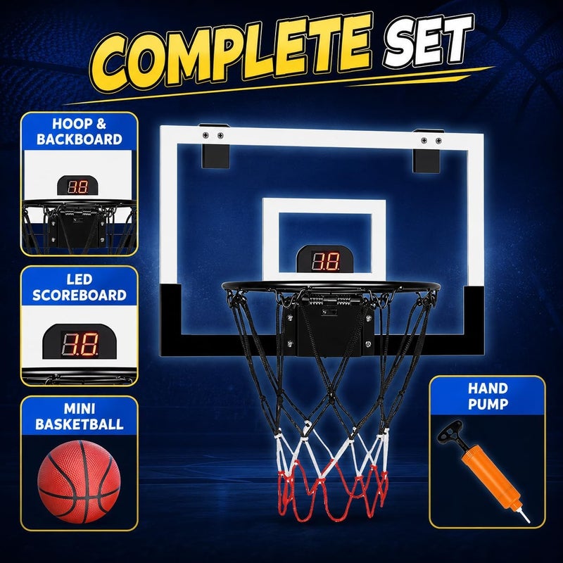 Rovyfota Indoor Mini Basketball Hoop for Kids, Basketball Hoops Over The Door, Mini Hoop with Scoreboard & 3 Balls, Basketball Toys Gifts for 5 6 7 8 9 10 11 12 Year Old Boys Girls - Image 5