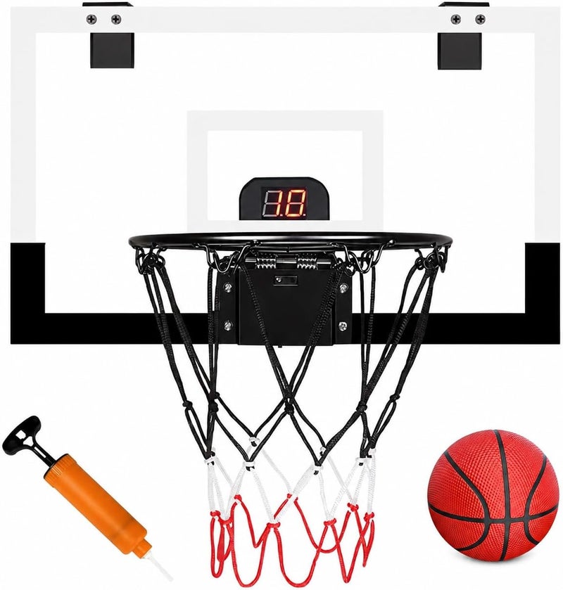 Rovyfota Indoor Mini Basketball Hoop for Kids, Basketball Hoops Over The Door, Mini Hoop with Scoreboard & 3 Balls, Basketball Toys Gifts for 5 6 7 8 9 10 11 12 Year Old Boys Girls - Image 1
