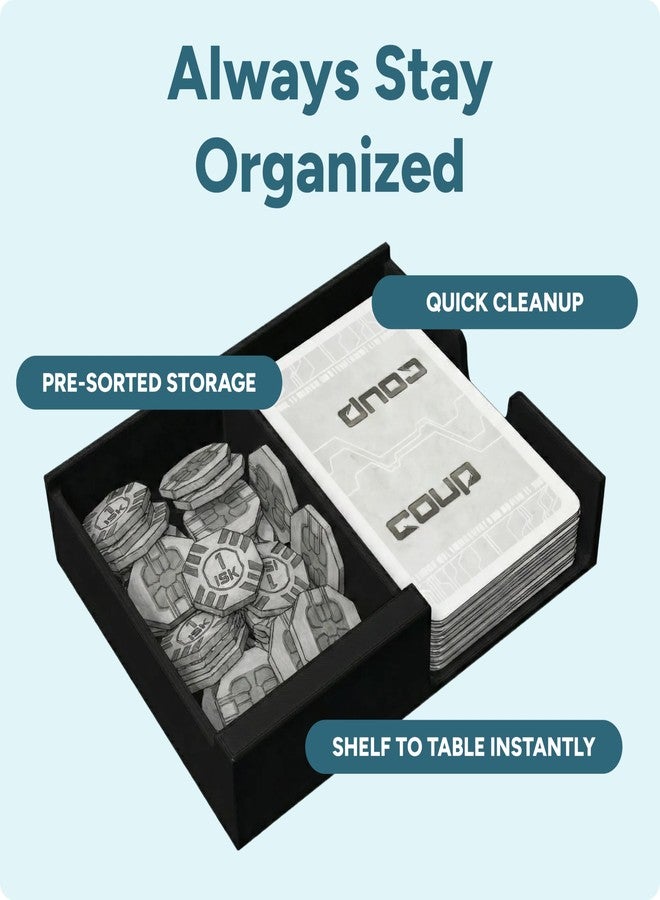 matterform Coup Organizer Insert | Box Storage & Tabletop Card Holder for Coup & Reformation Expansion | Fast Setup Card & Token Tray | Board Game Box Insert Compatible with Indie Card Game Coup - Image 4