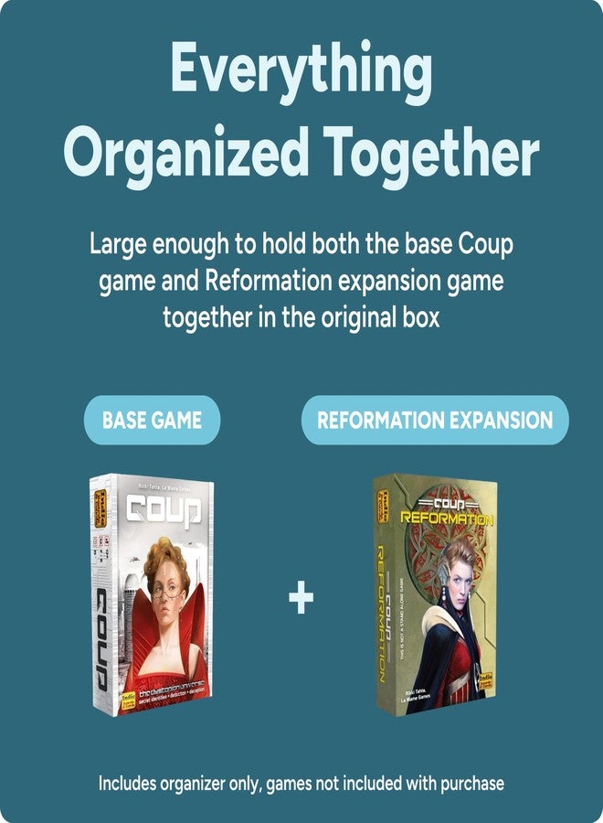 matterform Coup Organizer Insert | Box Storage & Tabletop Card Holder for Coup & Reformation Expansion | Fast Setup Card & Token Tray | Board Game Box Insert Compatible with Indie Card Game Coup - Image 5