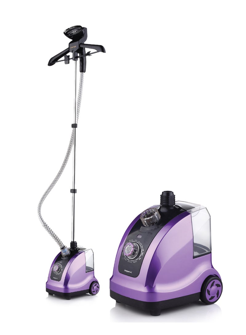 Impex Standing Garment Steamer For Clothes,1.3Ltr Water Tank For Continuous Steaming, Aluminum Pole, Coat Hanger, Steamer For Wrinkles And Creases 1.3 L 1950 W GSM 6010 Purple/Black - Image 1