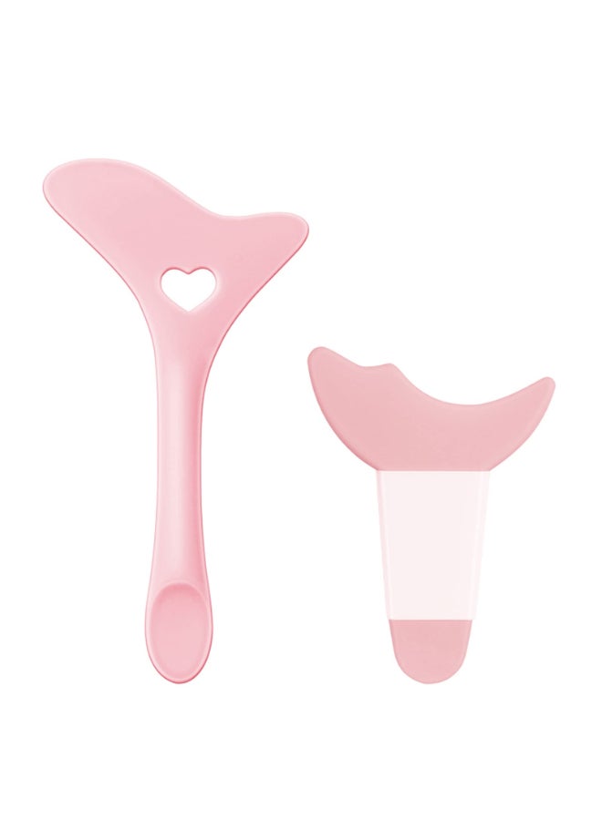 SUMEITANG Eyeliner Stencils 2Pcs Reusable Silicone Eyeliner Aid Mascara Shield Multifunctional Makeup Stencil for Beginners Eye Liner Eyelash Eyeshadow Lipstick Applicator Guide Tool Pink - Image 2