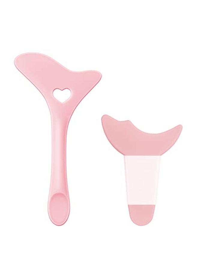 SUMEITANG Eyeliner Stencils 2Pcs Reusable Silicone Eyeliner Aid Mascara Shield Multifunctional Makeup Stencil for Beginners Eye Liner Eyelash Eyeshadow Lipstick Applicator Guide Tool Pink - Image 1
