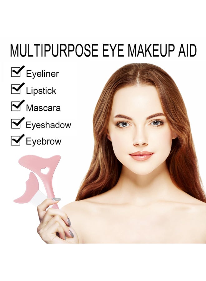 SUMEITANG Eyeliner Stencils 2Pcs Reusable Silicone Eyeliner Aid Mascara Shield Multifunctional Makeup Stencil for Beginners Eye Liner Eyelash Eyeshadow Lipstick Applicator Guide Tool Pink - Image 4