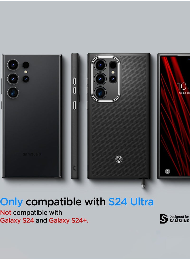 Spigen غطاء حماية إنزو أراميد فايبر لهاتف سامسونج جالاكسي S24 ألترا (2024) - أسود مطفي  - Image 3