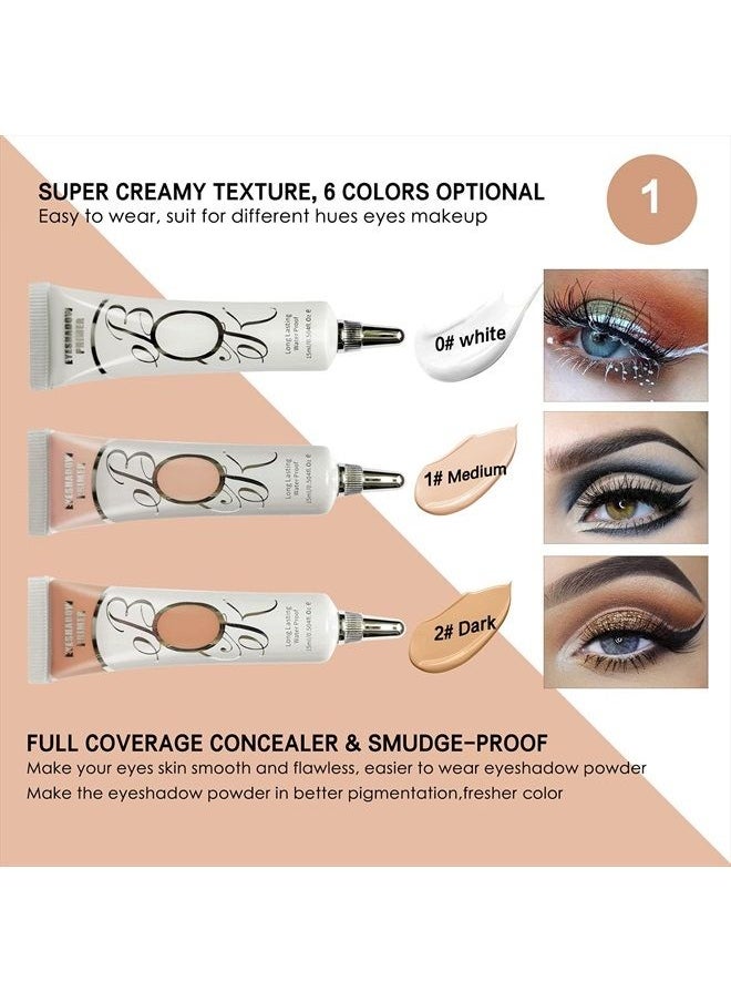 3 Pack Matte Eyeshadow Primer for Oily Lids No Crease White Medium Dark Cream Eye Primer Makeup Eyeshadow Base Waterproof & Long Lasting Eyelid Primer Liquid Eye-shadow for All Shadows (Set E)