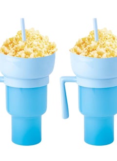 Y&D Stadium Tumbler with Snack Bowl 2 In 1 Straw Leakproof Cup Reusable and Drink Cup for Adults Kids  - Image 1