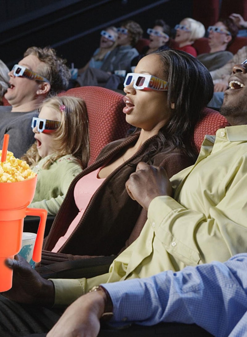 واي آند دي Stadium Tumbler with Snack Bowl, 2 In 1 Straw, Leakproof Cup, Reusable and Drink Cup for Adults, Kids - Image 4