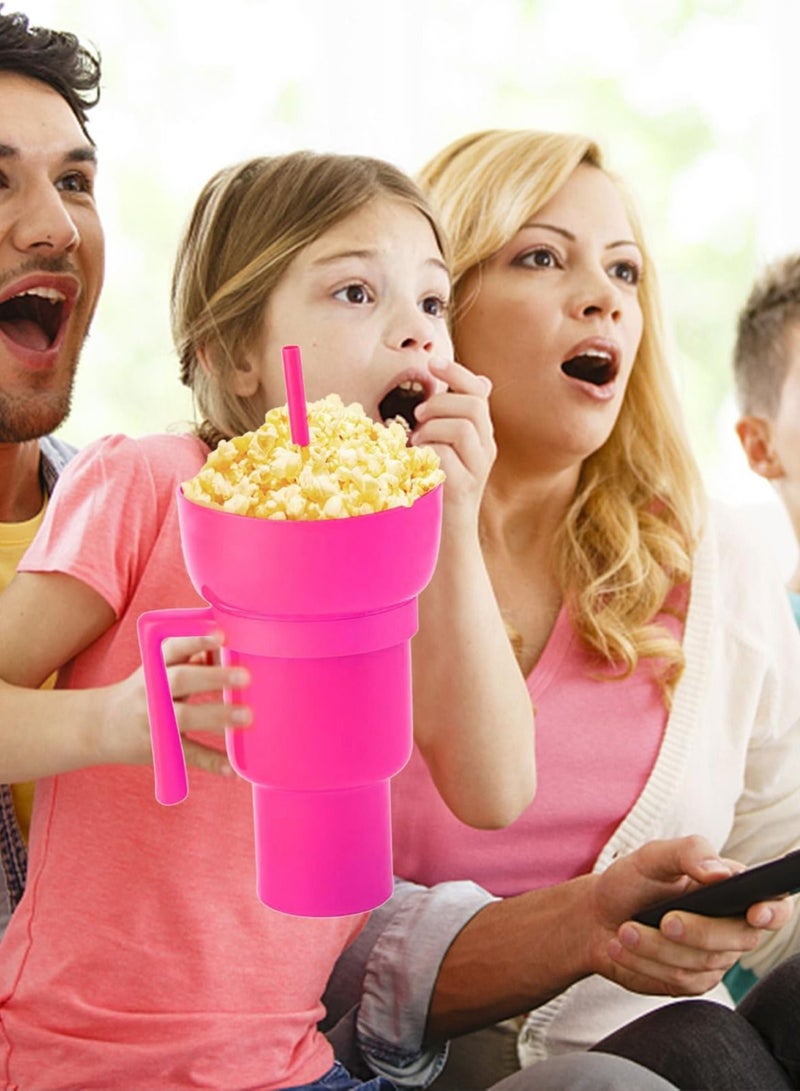 واي آند دي Stadium Tumbler with Snack Bowl, 2 In 1 Straw, Leakproof Cup, Reusable and Drink Cup for Adults, Kids - Image 5