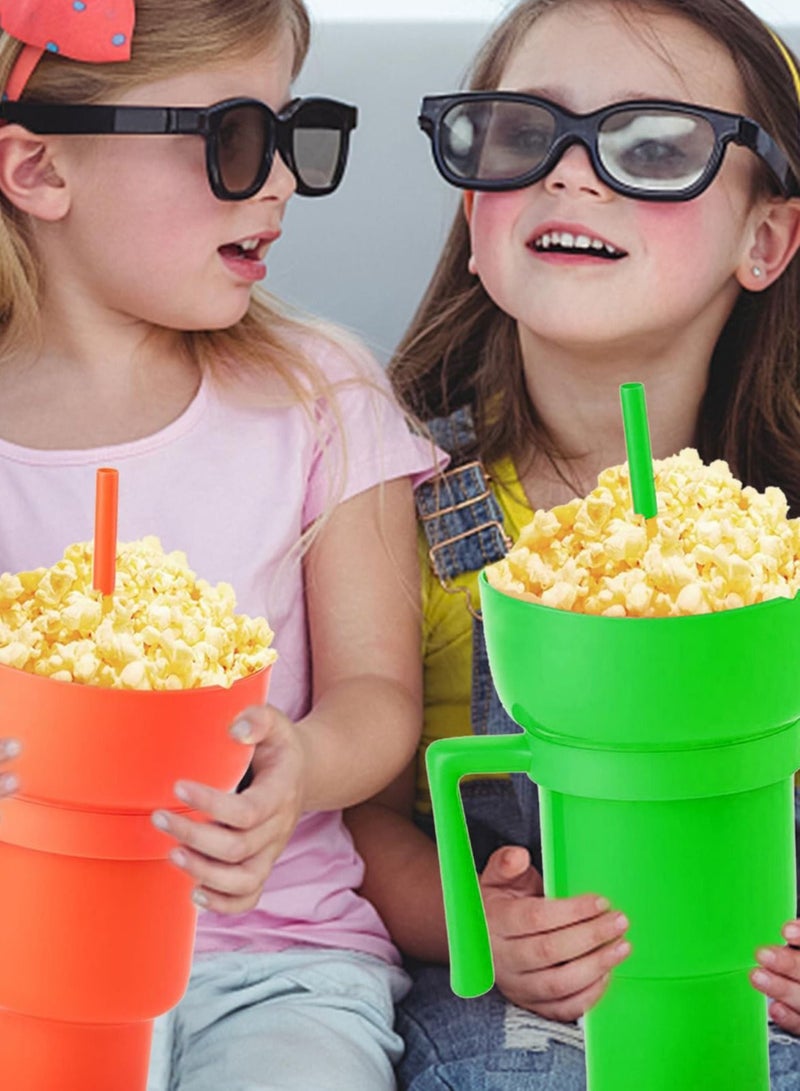 واي آند دي Stadium Tumbler with Snack Bowl, 2 In 1 Straw, Leakproof Cup, Reusable and Drink Cup for Adults, Kids - Image 2