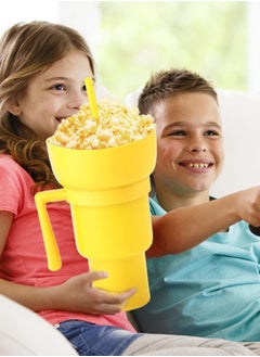 Y&D Stadium Tumbler with Snack Bowl 2 In 1 Straw Leakproof Cup Reusable and Drink Cup for Adults Kids  - Image 3