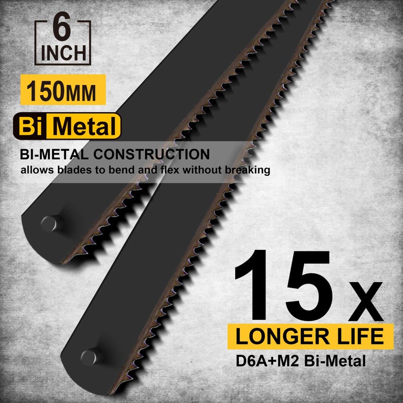 Hanpex 6in. Pro Bi-Metal HSS Mini Hacksaw Replacement Blades, Fine Finish Cut Hacksaw Blade Set 24 TPI 10 pk - Image 2