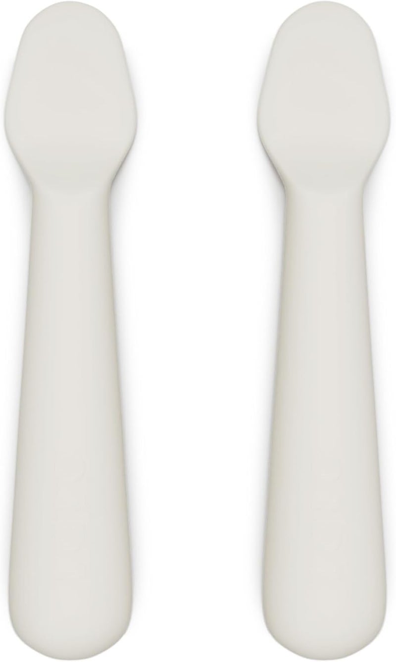 Lalo Little Spoon Set  2 Piece Baby Spoons Set for Infants  Babies  Made From Food Grade Silicone Dishwasher Safe  Baby Feeding Essentials for Early Stage Mealtime  Oatmeal - Image 1